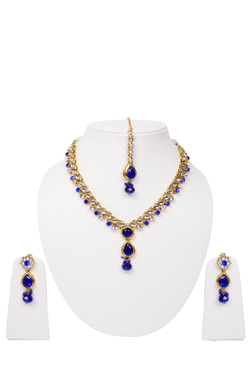 Namokriti Stunning Teardrop Stone Necklace Set – Traditional Indian Bridal Jewelry